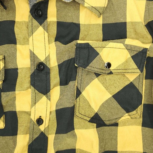 Eighty Eight Button Shirt Mens XL Yellow Black Pockets Checkered Plaid - Picture 7 of 9